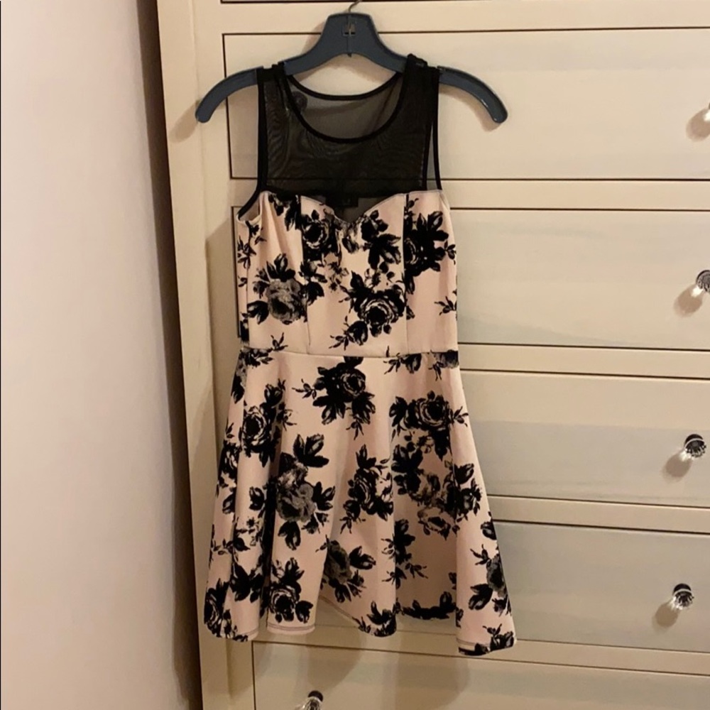 Pink and Black Floral Dress